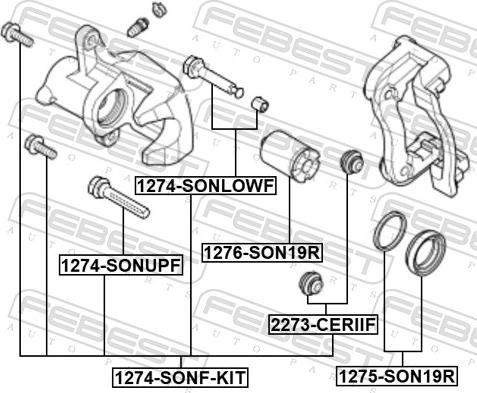 Febest 1275-SON19R - Ремкомплект, гальмівний супорт autozip.com.ua