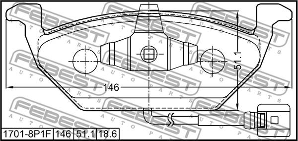 Febest 1701-8P1F - Гальмівні колодки, дискові гальма autozip.com.ua