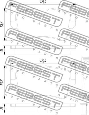 Febest 1701-C7R - Гальмівні колодки, дискові гальма autozip.com.ua