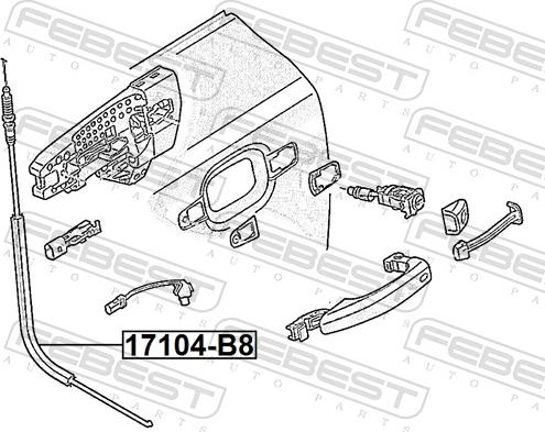 Febest 17104-B8 - Трос, замок дверей autozip.com.ua