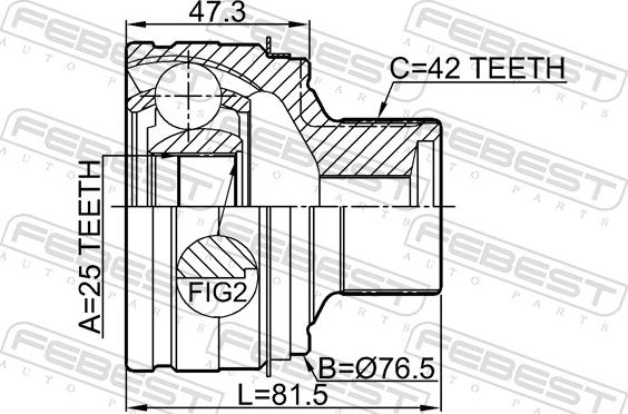 Febest 1710-A4 - Шарнір, ШРУС, приводний вал autozip.com.ua