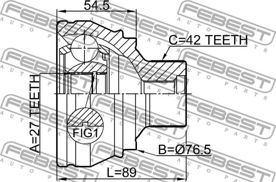 Febest 1710-Q5 - Шарнірний комплект, ШРУС, приводний вал autozip.com.ua