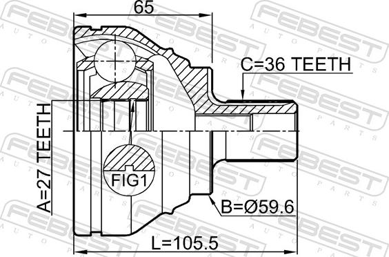 Febest 1710-Q3 - Шарнір, ШРУС, приводний вал autozip.com.ua