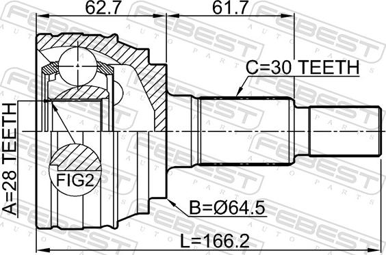 Febest 1710-Q7 - Шарнір, ШРУС, приводний вал autozip.com.ua