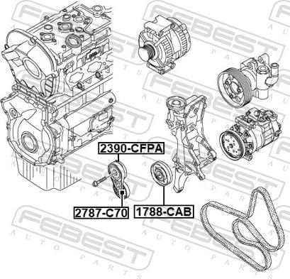 Febest 1788-CAB - Паразитний / провідний ролик, поліклиновий ремінь autozip.com.ua