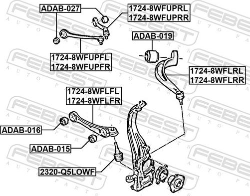 Febest ADAB-027 - Сайлентблок, важіль підвіски колеса autozip.com.ua