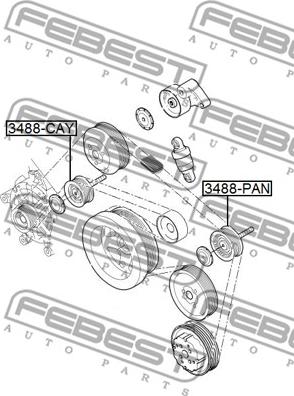 Febest 3488-PAN - Паразитний / провідний ролик, поліклиновий ремінь autozip.com.ua