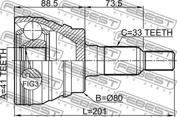 Febest 3210-ESCII - Шарнірний комплект, ШРУС, приводний вал autozip.com.ua