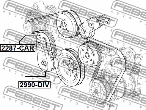 Febest 2990-DIV - Натягувач ременя, клинові зуб. autozip.com.ua