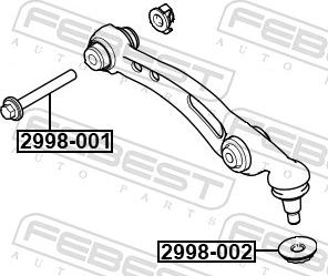 Febest 2998-002 - Гайка, що несе / направляючий шарнір autozip.com.ua