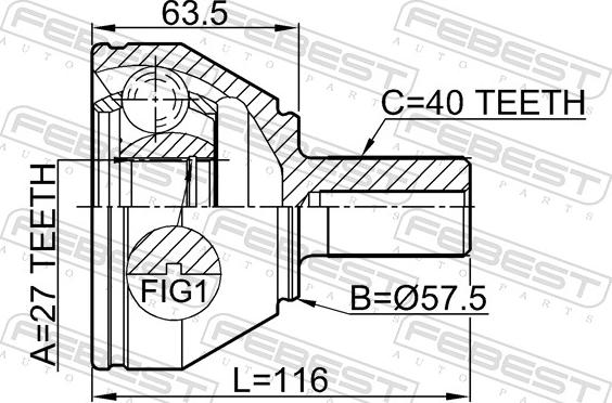 Febest 2910-FLIIF - Шарнір, ШРУС, приводний вал autozip.com.ua