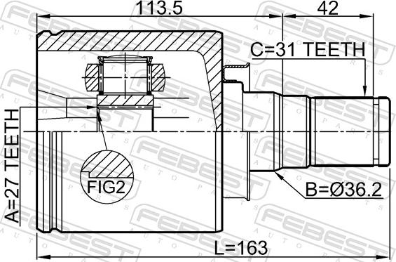 Febest 2911-FLIIFLH - Шарнір, ШРУС, приводний вал autozip.com.ua