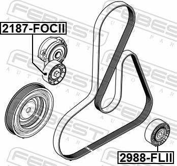 Febest 2988-FLII - Паразитний / провідний ролик, поліклиновий ремінь autozip.com.ua