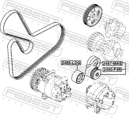 Febest 2490-F4R - Натягувач ременя, поліклиновий ремінь autozip.com.ua