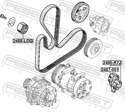 Febest 2490-K7J - Натягувач ременя, поліклиновий ремінь autozip.com.ua