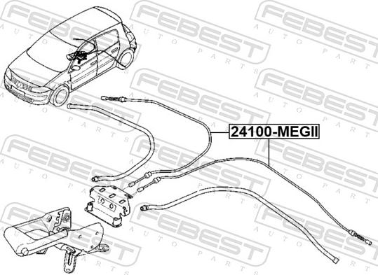 Febest 24100-MEGII - Трос, гальмівна система autozip.com.ua