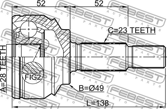 Febest 2410-LOGII - Шарнір, ШРУС, приводний вал autozip.com.ua