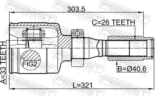 Febest 2411-DUSTRH - Шарнір, ШРУС, приводний вал autozip.com.ua