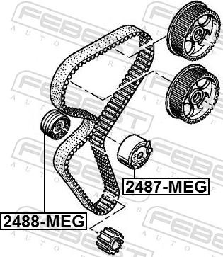 Febest 2488-MEG - Паразитний / Провідний ролик, зубчастий ремінь autozip.com.ua