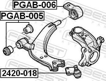 Febest PGAB-005 - Сайлентблок, важіль підвіски колеса autozip.com.ua