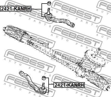 Febest 2421-KANLH - Наконечник рульової тяги, кульовий шарнір autozip.com.ua