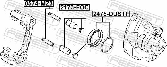 Febest 2475-DUSTF - Ремкомплект, гальмівний супорт autozip.com.ua