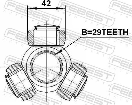 Febest 2516-BOX3 - Муфта з шипами, приводний вал autozip.com.ua