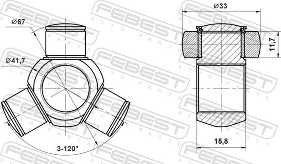Febest 2516-C4B7 - Муфта з шипами, приводний вал autozip.com.ua