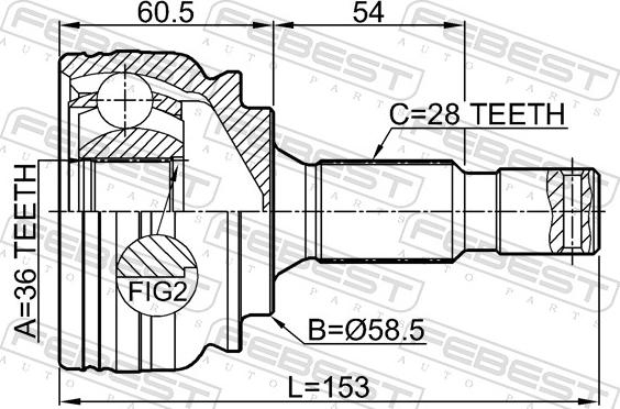 Febest 2510-EXP - Шарнірний комплект, ШРУС, приводний вал autozip.com.ua