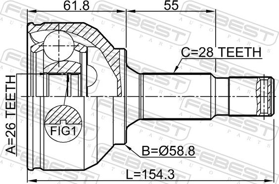 Febest 2510-X716AT - Шарнір, ШРУС, приводний вал autozip.com.ua