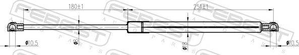 Febest 25117-002 - Газова пружина, кришка багажник autozip.com.ua