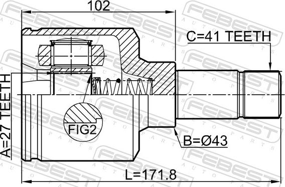 Febest 2511-BOX3LH - Шарнір, ШРУС, приводний вал autozip.com.ua