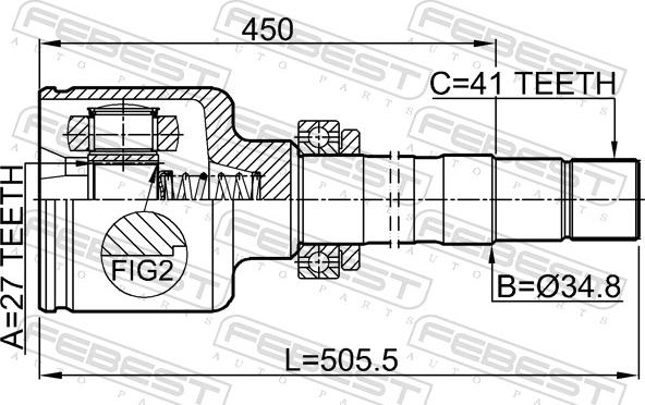 Febest 2511-BOX3RH - Шарнірний комплект, ШРУС, приводний вал autozip.com.ua