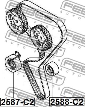 Febest 2588-C2 - Паразитний / Провідний ролик, зубчастий ремінь autozip.com.ua