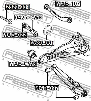 Febest 2529-001 - Болт с эксцентриком MITSUBISHI OUTLANDER. LANCER 06- Пр-во FEBEST autozip.com.ua