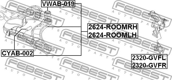 Febest 2624-ROOMRH - Важіль незалежної підвіски колеса autozip.com.ua