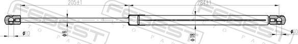 Febest 20117-002 - Газова пружина, кришка багажник autozip.com.ua