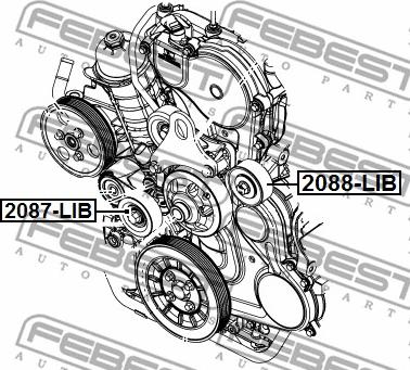 Febest 2087-LIB - Паразитний / провідний ролик, поліклиновий ремінь autozip.com.ua