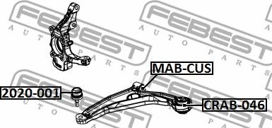 Febest 2020-001 - Шарова опора, несучий / направляючий шарнір autozip.com.ua