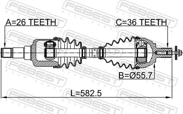 Febest 2114-CB4LH - Приводний вал autozip.com.ua