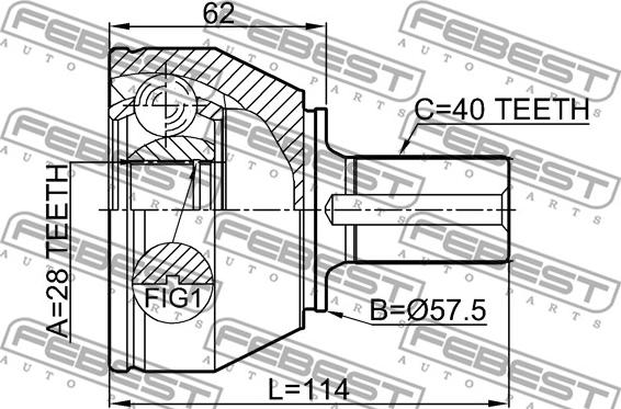 Febest 2110-CA220 - Шарнірний комплект, ШРУС, приводний вал autozip.com.ua