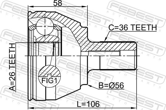 Febest 2110-CB4TD - Шарнір, ШРУС, приводний вал autozip.com.ua