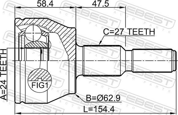 Febest 2110-CB7 - Шарнір, ШРУС, приводний вал autozip.com.ua