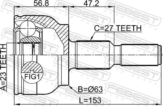 Febest 2110-CDH - Шарнір, ШРУС, приводний вал autozip.com.ua