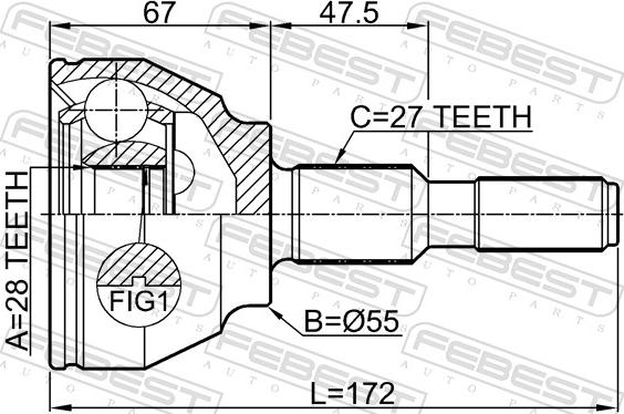 Febest 2110-CNG - Шарнір, ШРУС, приводний вал autozip.com.ua