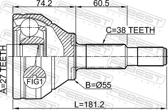 Febest 2110-EXPAWD - Шарнір, ШРУС, приводний вал autozip.com.ua