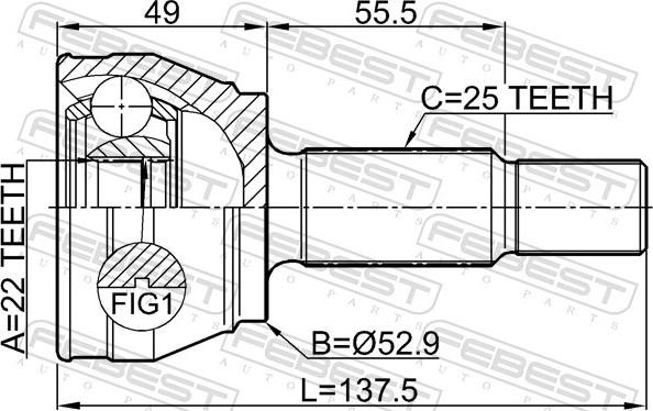 Febest 2110-FIE - Шарнір, ШРУС, приводний вал autozip.com.ua