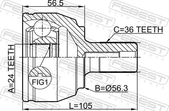 Febest 2110-FOCII20 - Шарнір, ШРУС, приводний вал autozip.com.ua