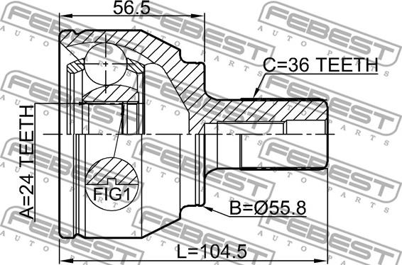 Febest 2110-FOCIIMT - Шарнірний комплект, ШРУС, приводний вал autozip.com.ua