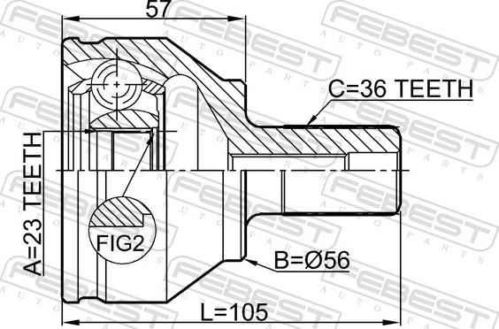 Febest 2110-FOCII - Шарнірний комплект, ШРУС, приводний вал autozip.com.ua